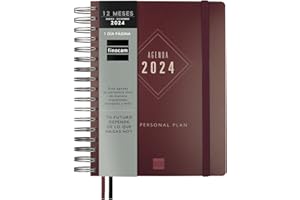 Finocam - Agenda 2024 Tempus 1 Día Página Enero 2024 - Diciembre 2024 (12 meses) Burdeos Español