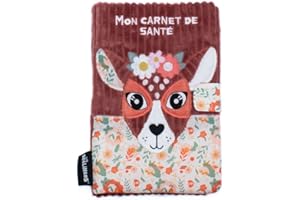 Les Déglingos Protège Carnet de Santé Mélimélos la Biche Doudou Tout Doux Amusant Ultra Doux Rembourrage Recyclé Doudou pour Bébé, Taille Unique