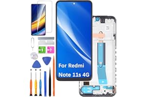 HLYGZX Ersatz Display für Xiaomi Redmi Note 11s 4G LCD Bildschirm TFT , 2201117SG 2201117SI Display Bildschirm Touch Digitizer Assembly Reparaturteile Kit(Schwarz mit Rahmen, Ohne für Redmi Note 11s 5G)