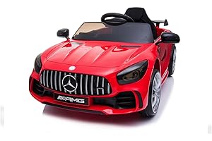 Macchina Elettrica Per Bambini Mercedes AMG GTR Auto Elettrica Per Bambini Telecomandata Porte Apribili Doppio Motore Elettrico 12V Carico 25 Kg TOYSCAR Rossa