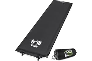 TRAIL OUTDOOR LEISURE Trail Single Inflatable Camping Mat, Self-Inflating, 10cm Thick Memory Foam, Lightweight Sleeping Mattress, Carry Bag
