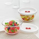 Borosil Serving & Mixing Bowl with Lid | 2 pc Set (350 ml Each)| Borosilicate Glass Bowl for Kitchen & Dinning | Multipurpose