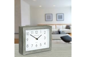 THOMAS KENT LONDON Thomas Kent Smithfield Design Wood Effect Mantel Clock in Limestone Grey Finish - 7" London