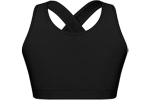 MSemis Teenager Mädchen Sport BH Bustier Crop Top Baumwolle Sport Bra mit Pads Trägertop Tank top Yoga Jogging Tanz Oberteil Gr.98-164