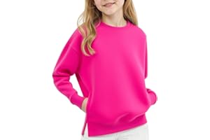 jieGorge Girls Plain Basic Sweatshirts Kids Fashion Soft Round Neck Loose Pullover Long Sleeve Loose Fit Cotton Casual Lighweight Sweatshirt for Girl Clothes with Pocket