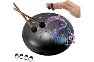NAVESO Rain Drum, Handpan, Steel Tongue Drum, Tamburo da pioggia in acciaio, 8 note Garden 15.2 cm Rain Drum con Borsa da Viaggio e Bacchette per Yoga, Strumento musicale per bambini e adulti