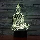 Yoga Sit Buddha Lights 3D LED Lamp 7 Colorful Acrylic Lamp as Home Decorations Lights Kids Student Gift