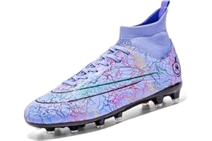 Hmhnsya - Scarpe professionali da calcio/atletica con tacchetti e collo alto, unisex, da uomo/ragazzo/bambino