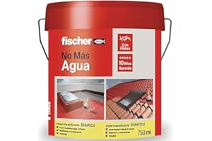 fischer - Pintura impermeabilizante (cubo 1kg) Blanco con fibras, resistente al agua y exteriores