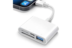 AZUXREZA SD Card Reader for iPhone,Lighning to SD/TF Card Camera Reader Adapter with Charging Port,Lightning to USB Camera Adapter for iPhone 14/13/12/11/X/XS/XR/8/7 iPad,Support iOS 9-15 Later,Plug and Play