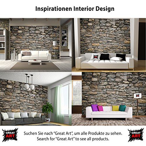 Fototapete Graue Steinwand Wand-dekoration – Wandbild Steinmauer Poster-Motiv by GREAT ART (336 x 238 cm) - 4