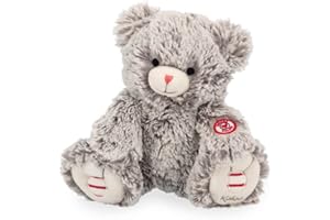 KALOO - Rouge Peluche Ours Maé Gris Prestige 24 cm - Petit Ours en Peluche en Fourrure Soyeuse - Doudou Ultra Doux pour Bébé - Dès la Naissance, K223001