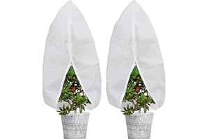 MUYYIKA 60cmX80cm 2pcs Plant Fleece Frost Protection Non-Woven Garden Fleece Frost Protection with Drawstring and Zipper Plant Covers for Winter Garden Winter Protection Fleece for Plants