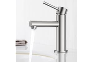 CECIPA Grifo de Lavabo Moderno Griferia Baño Caliente y Fría Grifo Lavabo Baño Acero Inoxidable Griferia Lavabo con Altura Salida de Agua 90mm