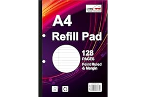 BEST HOUSE ANOTHER FINE PRODUCT Best House‎ Orion Stationery A4 Refill Pad 128 Pages, Feint Ruled and Margin Pad, Head Bound and Punched 2 Holes, Multipurpose Paper