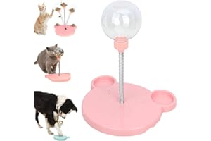 FICUGXD Wobbly Dog Treat Dispenser With Spring - Interactive Slow Feeder Ball for Dogs and Cats, Snack Dispensing Pet Toy