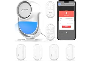 CPVAN WiFi Alarmanlage Haus mit PIR-Bewegungsmelder, Drahtloses DIY-Smart-Alarmsystem mit 4 Tür-/Fenstersensoren für Sicherheit – Lokalaler Alarm & App-Benachrichtigung, Weiß