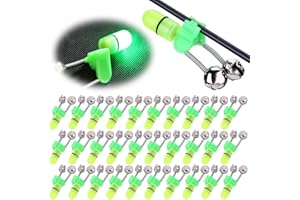 CuteHairy 30pcs LED Night Fishing Rod Bait Alarm Bell, LED Twin Bell Night Fishing Alarm Clip, Ring Fishing Bite Alarm Indicator On Fishing Rod, Fishing Alarm Light LED Twin Bells for Night Fishing