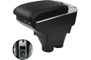 ZWPARTS Voiture Accoudoir pour 2013-2018 Peugeot 208, Accoudoir Double Couche avec 7 Ports de Charge USB en Cuir PU Noir Console Centrale Boîte de Rangement Accoudoir Automobile