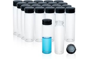 ALWSCI 20 pcs 40 mL Clear Glass Sample Vials Sampling Bottles with 24 mm Black Closed top PP Cap, PE Liner Sample Container Laboratory Vial 27.5 x 95 mm