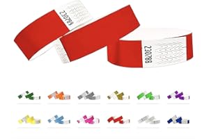 QUBIBAND Tyvek Pulseras – 500 unidades – Tyvek pulseras para eventos (Rojo, 500 Pack)