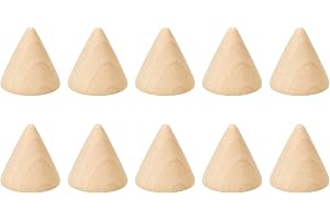 PATIKIL 30 x 30 mm ringhållare i naturligt trä, 10-pack fingersmycken visningsstativ organiserare, omålade träkottar för gör-det-själv-hantverk