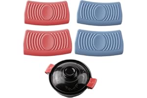 Quesuc 4pcs Supporto Manico Caldo Silicone Maniche Calde Supporto Maniglia Presa Pentola Isolata Termicamente Copri Manico Antiscottatura Padelle silicone Supporto padella calda coperture padella