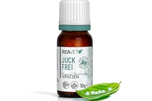 ReaVET Bachblüten Globuli für Hunde und Katzen - Juckfrei 10g I Bachblüten bei Juckreiz, Schuppen & Milbenbefall I Nach Dr. Bach I Zur natürlichen Unterstützung bei ungewohnten Situationen