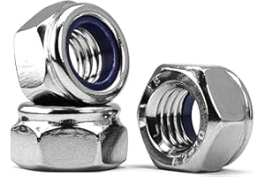 MINHER M10-1,5 Tuercas de Seguridad de Nylon, Tuerca Hexagonal Acero Inoxidable 304, Tuerca Autoblocante DIN985 (5 Piezas)