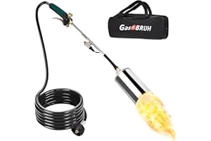 GasBRUH Propane Torch Burner Weed Torch High Output 360,000 BTU with 10FT Hose,Heavy Duty Blow Torch with Flame Control and Turbo Trigger Push Button Igniter,Weed Torch for Garden Wood Ice Snow Road