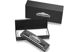 Anpro Harmonika harmonijka ustna C, 10 otworów 20 Tunes Blues Harmonika Tonart C z etui dla początkujących, studentów i profesjonalistów