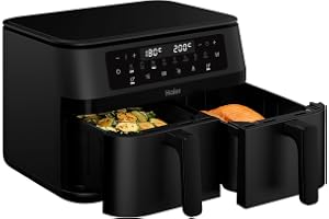 Haier varmluftsfritös 2 kammare, 11 l luftfrys, 8-i-1: fritering, grillning, stekning, bakning, torkning, uppvärmning, upptin