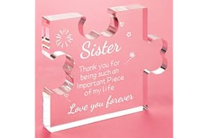 Funnli Sister Gifts, Engraved Acrylic Block Puzzle Sister Gifts from Sister, 3.35 x 2.76 Inch Table Decoration Present for Birthday, Graduation,Anniversary, for Sister