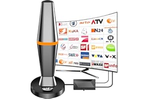 DGUPSP DVBT2 Antenne, zimmerantenne DVB-T & DVB-T2 Antennen mit Verstärker, Großer Reichweite und 360° Empfang, Zimmerantenne für Fernseher mit Starkem Magnetfuß, Geeignet für 4K 1080p