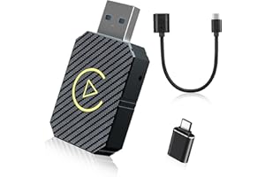 SANGFUN Adaptateur Android Auto sans Fil & Carplay sans Fil,2 en 1 Wireless Carplay Adapter, avec USB C/A, Plug and Play, Supporte Bluetooth/Google Assistant/Siri, Compatible avec Phone iOS 10+,Android 11+