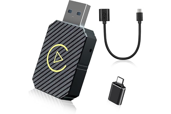 Adaptateur Android Auto sans Fil & Carplay sans Fil,2 en 1 Wireless Carplay Adapter, avec USB C/A, Plug and Play, Supporte Bluetooth/Google Assistant/Siri, Compatible avec Phone iOS 10+,Android 11+