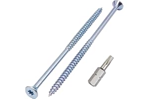 SKIR'CO (30 pezzi) Viti per Legno in Acciaio Zincato 6,0 x 130 mm, Viti a Testa Svasata Torx, Viti per Truciolare, Parzialmente Filettate