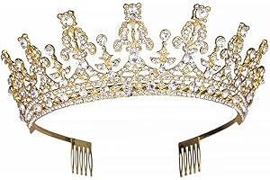 MEZHEN Tiara Strass Diadema Sposa Corona Matrimonio Coroncine Sposa Strass Corona Principessa Tiara Copricapo da Sposa per Matrimonio Compleanno Oro