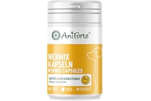 AniForte WermiX für Hunde Kapseln 50 Stück - Natürliche Inhaltsstoffe, seit 10 Jahren bewährte Alternative, Unterstützung durch Saponine, Bitterstoffe, Thymian, Wermut & Salbei