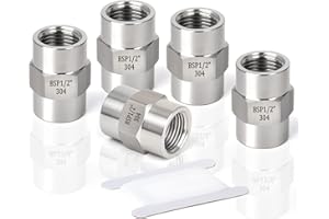 ERGAOBOY 5 piezas 1/2" hembra BSP x 1/2" hembra BSP rosca forjada de acero inoxidable Hex Coulping Conector SUS 304 accesorios de tubería