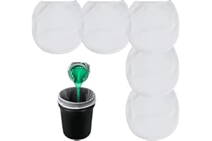 Ellxen 5pcs Paint Strainer Bags 5 Gallon,Paint Filter Bags Fine Mesh Bucket Strainer with Elastic,Fine Mesh Filter Bag with Elastic Top Opening for Hydroponics Paint Gardening(White)