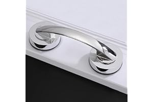 KAFENDA manijas grandes de puertas y ventanas de vidrio, puertas correderas de baño, gabinetes, manijas sin agujero, manijas del refrigerador, barras de soporte de ducha (Plateado)