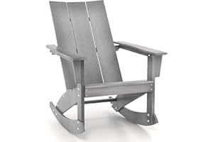 KOMFOTTEU Chaise à bascule pour extérieur, chaise à bascule résistante aux intempéries, chaise à bascule avec dossier haut et accoudoirs pour patio, jardin, pelouse