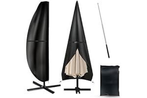 NCKIHRKK Housse Parasol Déporté 3x3, Tissu Oxford 420D Imperméable, Coupe-Vent, Anti-UV, Housse de Protection Parasol Jardin Exterieur Déporté, avec Perche Télescopique, Sac de Rangement