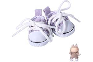 Mikovivi 2025 Jolies Mini-Chaussures pour Poupée, Jouet en Peluche Tenue Mode Accessoires pour Poupée 15cm & 17cm (Violet)