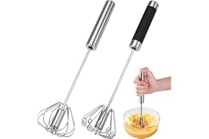 AETHERAURORA 2 Stück Halbautomatischer Schneebesen Aus Edelstahl 10 Zoll Einfacher Automatischer Schneebesen, Schneebesen Edelstahl Drehbarer Push Mixer für Schneebesen, Milchaufschäumer, Kuchen, Teig