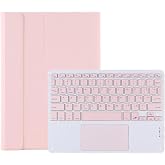 Microcase Lenovo Tab M11 11 inch Tablet ile uyumlu Bluetooth Touchpad Klavye + Standlı Kılıf - BKK5 Pembe
