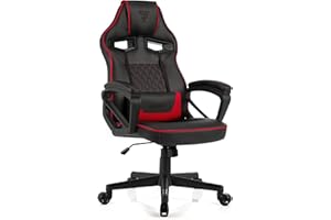 SENSE7 Knight Silla de Juego, Cuero sintético, Negro/Rojo, Standard