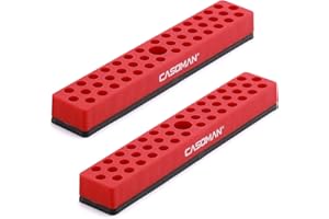 CASOMAN 2PCS 1/4" Hex Bit Organizer with Magnetic Base - Red, 86 Hole Bit Organizer with Strong Magnetic Base, Magnetic Bit Organizer for Your Specialty
