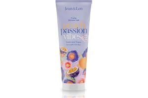 Jean & Len Fruktig duschgel Persika & Maracuja, vegan, 250 ml | Mild rengöringsupplevelse, för en märkbart mjuk hudkänsla, exotisk doftupplevelse